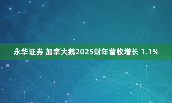 永华证券 加拿大鹅2025财年营收增长 1.1%