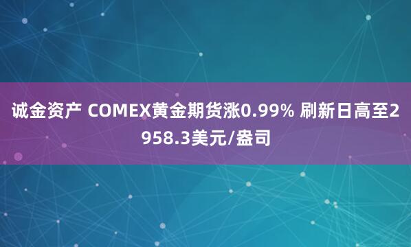 诚金资产 COMEX黄金期货涨0.99% 刷新日高至2958.3美元/盎司